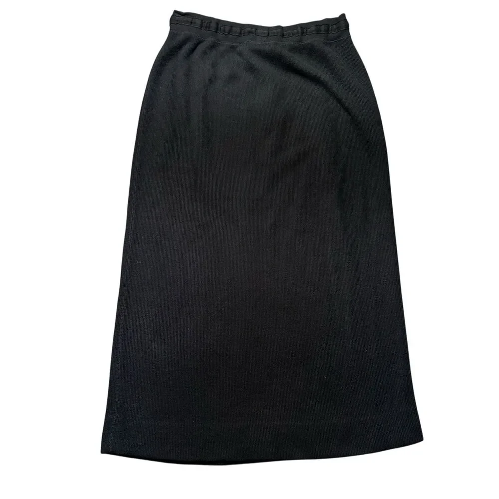 DKNY Jeans Womens S Midi Skirt Black Drawstring Knit Casual Urban EUC